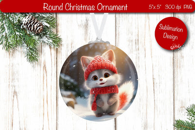 Christmas ornament Round Sublimation Christmas Baby Animal PNG Sublimation Createya Design 