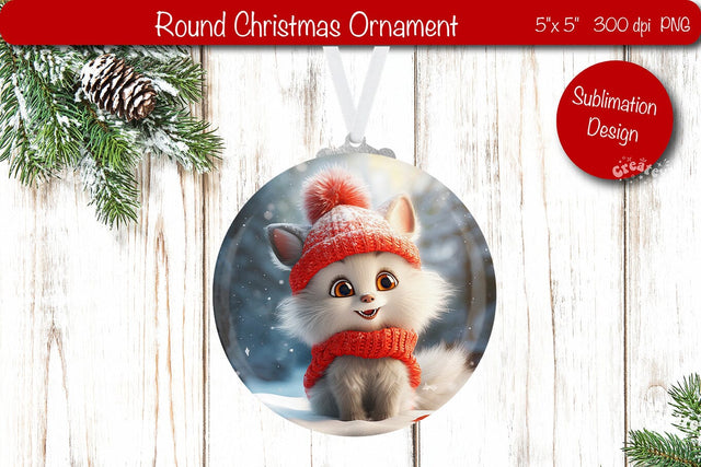 Christmas ornament Round Sublimation Christmas Baby Animal PNG Sublimation Createya Design 
