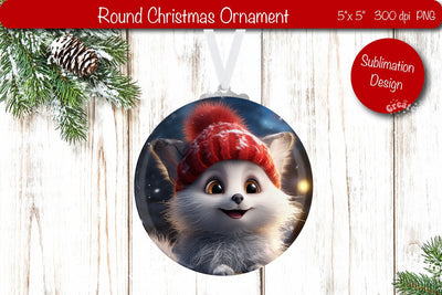 Christmas ornament Round Sublimation Christmas Baby Animal PNG Sublimation Createya Design 