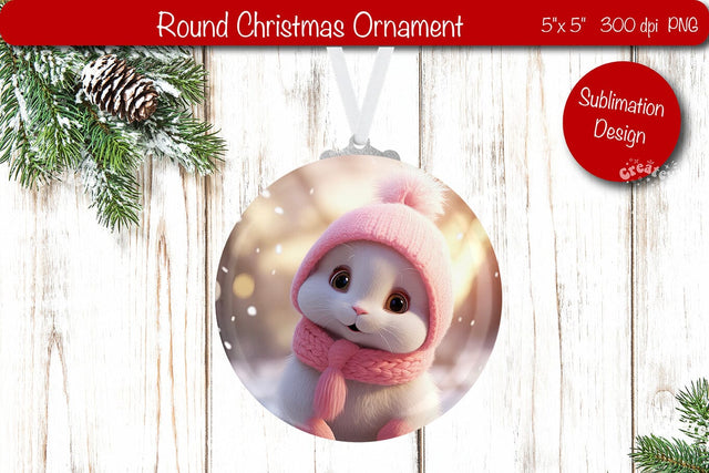 Christmas ornament Round Sublimation Christmas Baby Animal PNG Sublimation Createya Design 