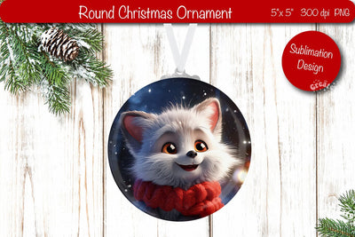 Christmas ornament Round Sublimation Christmas Baby Animal PNG Sublimation Createya Design 