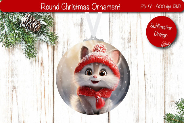 Christmas ornament Round Sublimation Christmas Baby Animal PNG Sublimation Createya Design 