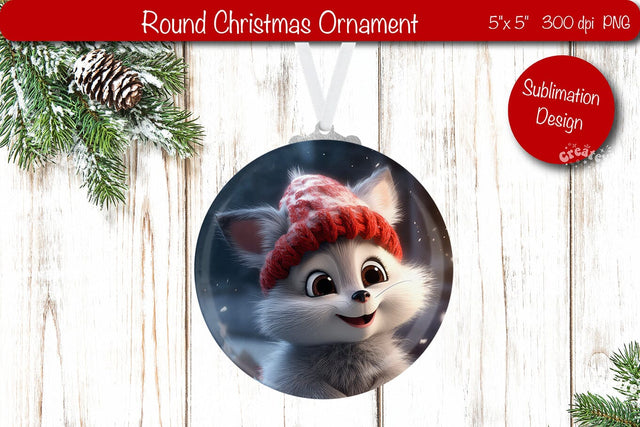 Christmas ornament Round Sublimation Christmas Baby Animal PNG Sublimation Createya Design 