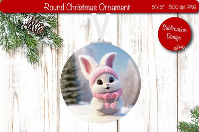 Christmas ornament Round Sublimation Christmas Bunny PNG Sublimation Createya Design 