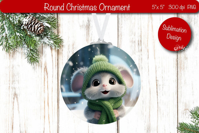 Christmas ornament Round Sublimation Christmas Mouse PNG Sublimation Createya Design 