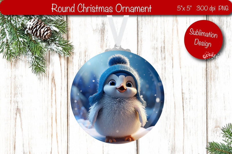 Christmas ornament Round Sublimation Christmas Penguin PNG Sublimation Createya Design 