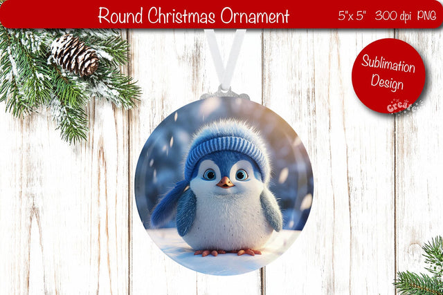 Christmas ornament Round Sublimation Christmas Penguin PNG Sublimation Createya Design 