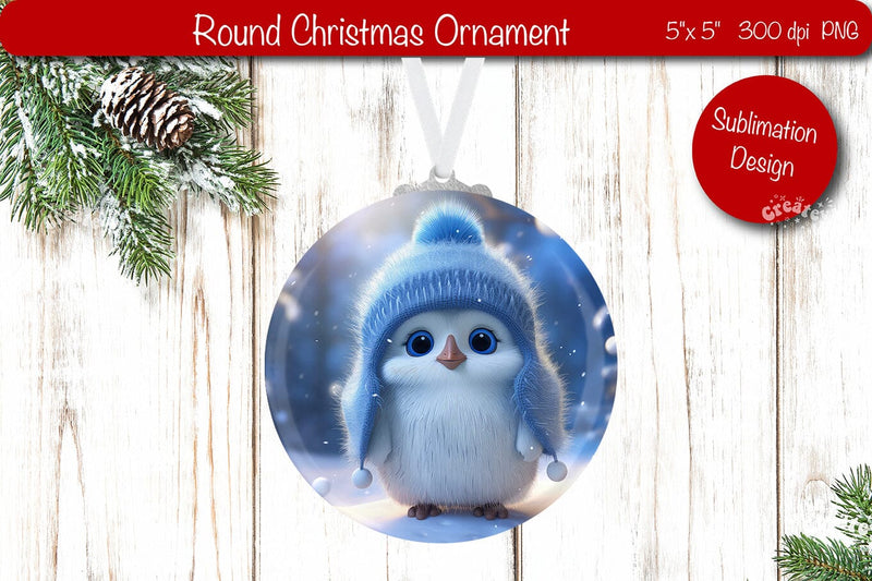 Christmas ornament Round Sublimation Christmas Penguin PNG Sublimation Createya Design 