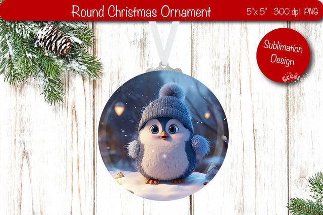 Christmas ornament Round Sublimation Christmas Penguin PNG Sublimation Createya Design 