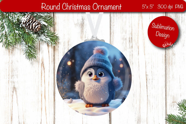 Christmas ornament Round Sublimation Christmas Penguin PNG Sublimation Createya Design 