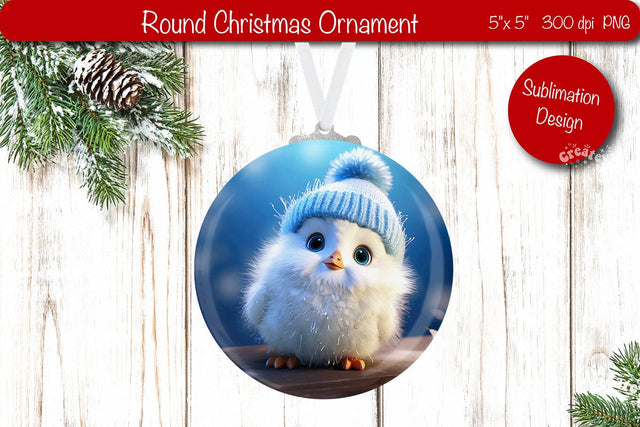 Christmas ornament Round Sublimation Christmas Penguin PNG Sublimation Createya Design 