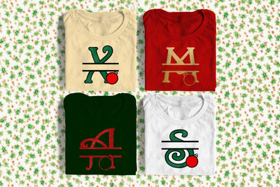 Christmas Ornament Split Letter Alphabet SVG Designed by Geeks 