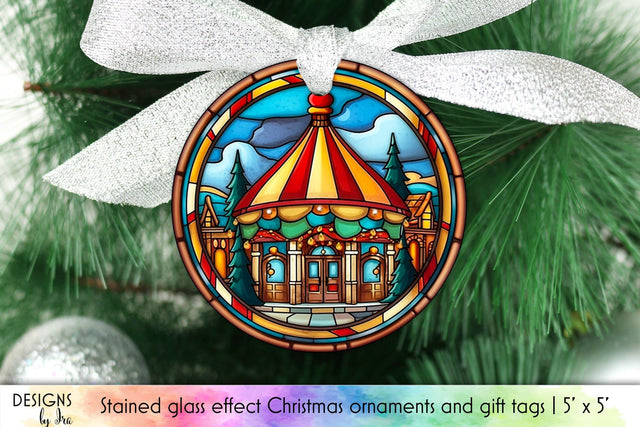 Christmas Ornament Stained Glass Effect Sublimation Designs by Ira 