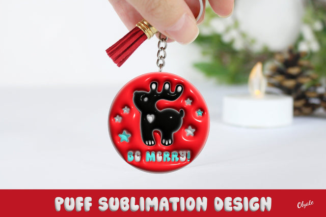 Christmas Ornament Sublimation. 3D Puff Reindeer PNG Sublimation Olga Terlyanskaya 