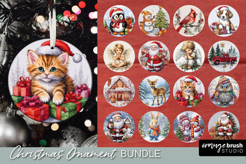 Christmas Ornament Sublimation Bundle - Embroidery Ornament Sublimation OrangeBrushStudio 