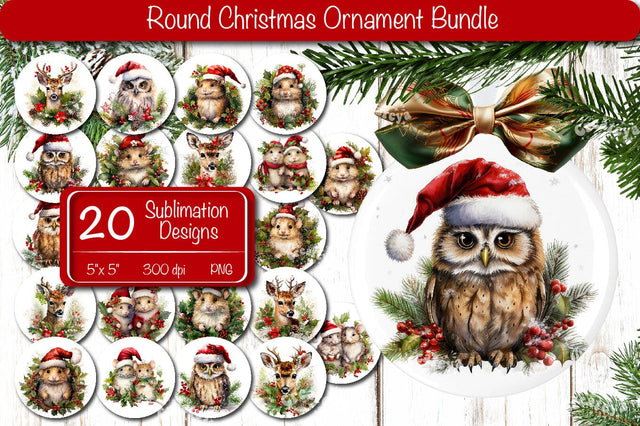 Christmas ornament Sublimation Bundle Watercolor Baby Animals PNG Sublimation Createya Design 