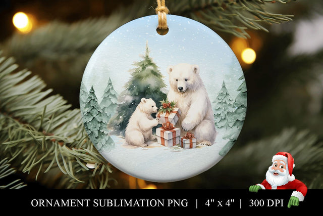 Christmas Ornament Sublimation PNG - Polar Bear Ornament Sublimation BijouBay 