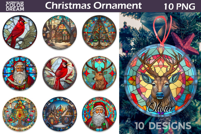Christmas Ornament Sublimation | Stained Glass Christmas Ornament Sublimation Sublimation WatercolorColorDream 