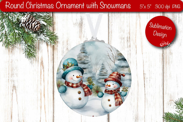 Christmas ornament Sublimation Watercolor Snowman PNG Sublimation Createya Design 