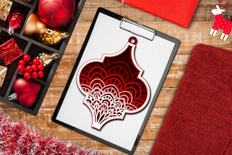 Christmas Ornament SVG, 3D Layered SVG Arabesque Mandala. 3D Paper Elinorka 
