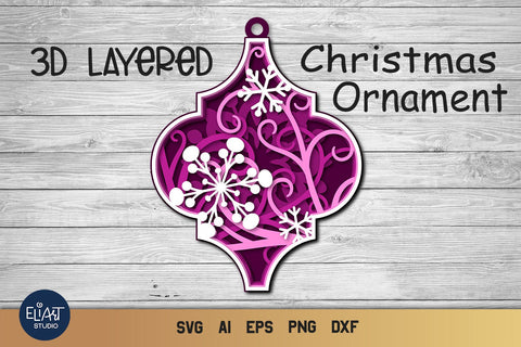Christmas Ornament SVG, 3D Layered SVG Arabesque Mandala. 3D Paper Elinorka 