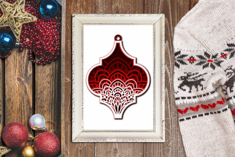 Christmas Ornament SVG, 3D Layered SVG Arabesque Mandala. 3D Paper Elinorka 