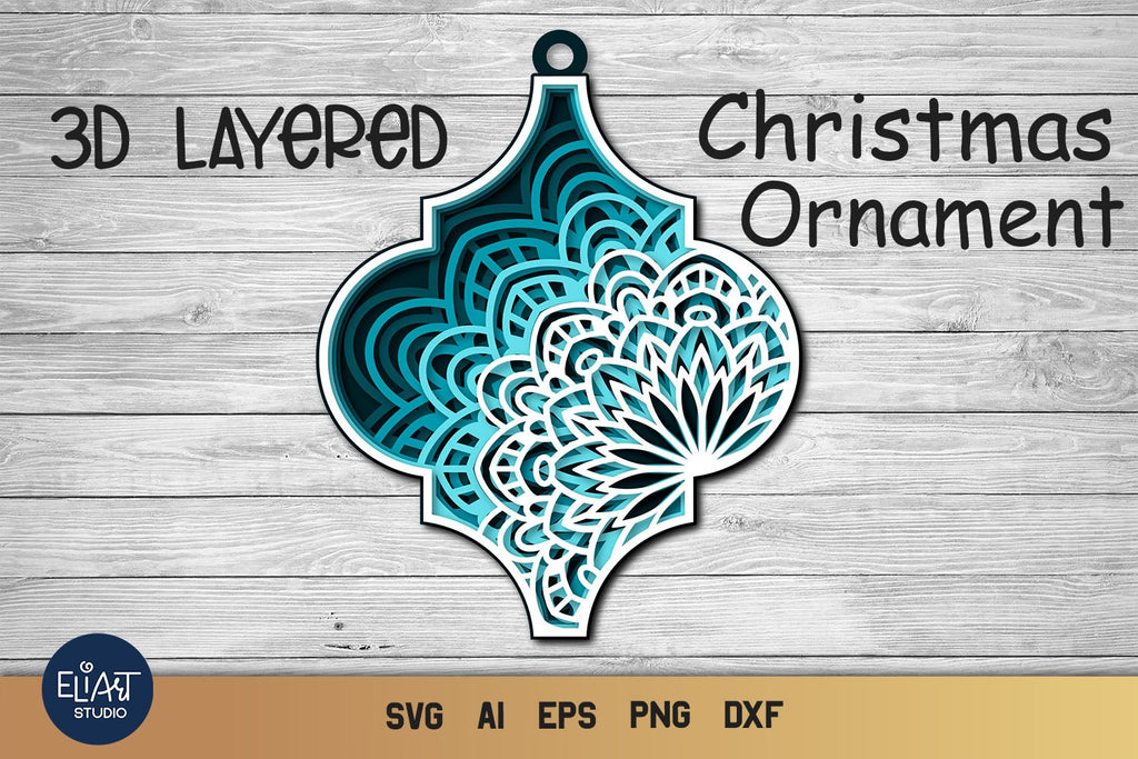 Christmas Ornament SVG, 3D Layered SVG, Arabesque Mandala. - So Fontsy