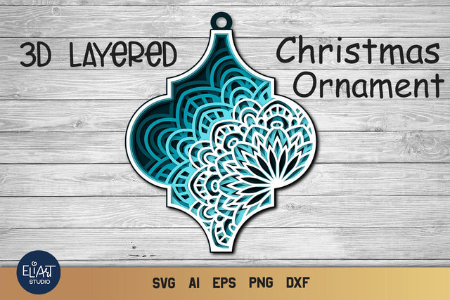 Christmas Ornament SVG, 3D Layered SVG, Arabesque Mandala. 3D Paper Elinorka 