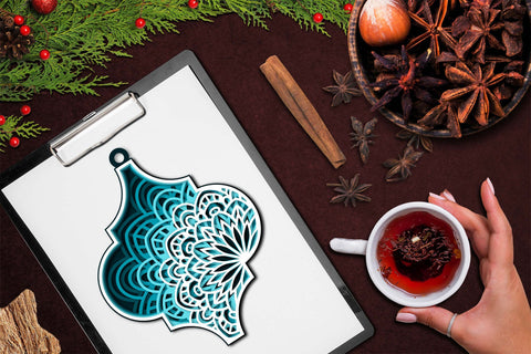 Christmas Ornament SVG, 3D Layered SVG, Arabesque Mandala. 3D Paper Elinorka 