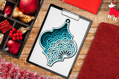 Christmas Ornament SVG, 3D Layered SVG, Arabesque Mandala. 3D Paper Elinorka 