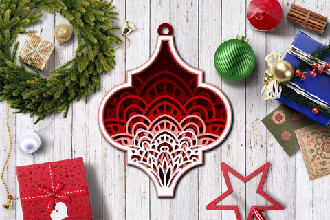 Christmas Ornament SVG, 3D Layered SVG Arabesque Mandala. 3D Paper Elinorka 