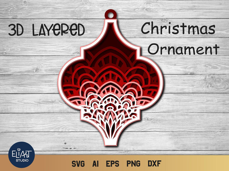 Christmas Ornament SVG, 3D Layered SVG Arabesque Mandala. - So Fontsy
