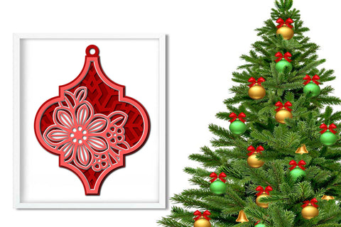 Christmas Ornament SVG, 3d Layered SVG Floral Tile Ornament. 3D Paper Elinorka 