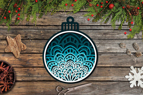 Christmas Ornament SVG, 3D Layered SVG Mandala, Christmas SVG. 3D Paper Elinorka 