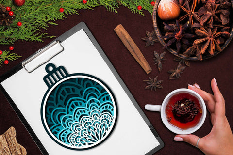 Christmas Ornament SVG, 3D Layered SVG Mandala, Christmas SVG. 3D Paper Elinorka 