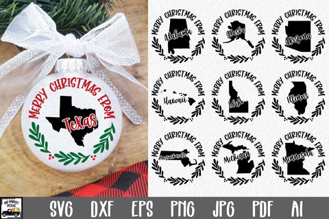 Christmas Ornament SVG - 50 States Christmas SVG Files SVG Old Market 