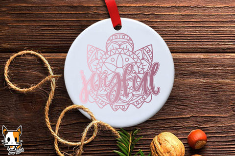 Christmas Ornament SVG | Angel Mandala | Joyful SVG Zen Kitty 
