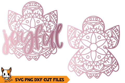 Christmas Ornament SVG | Angel Mandala | Joyful SVG Zen Kitty 