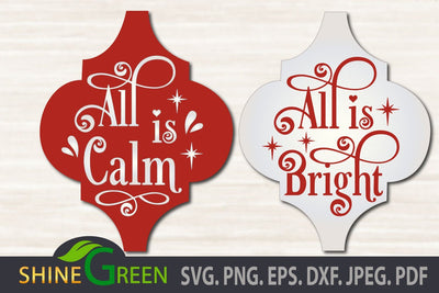Christmas Ornament SVG Arabesque - All is Calm, All is Bright SVG SVG Shine Green Art 