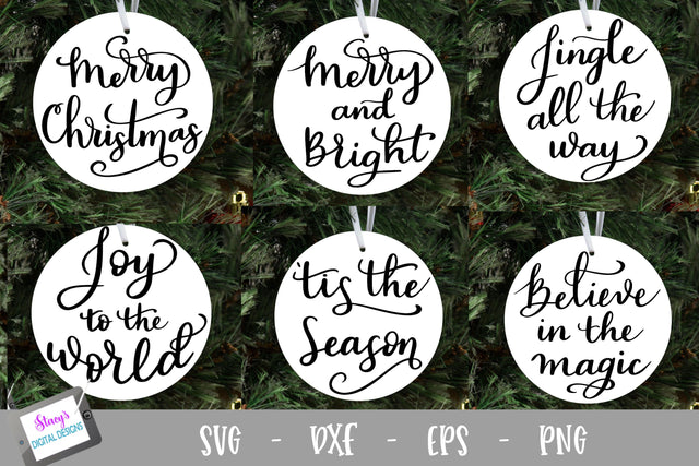 Christmas Ornament SVG Bundle - 6 Handlettered SVGs SVG Stacy's Digital Designs 
