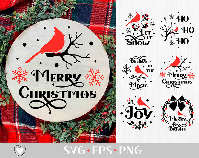 Christmas ornament svg Bundle, Cardinal svg, Circle ornament svg, Merry Christmas svg SVG Pretty Meerkat 