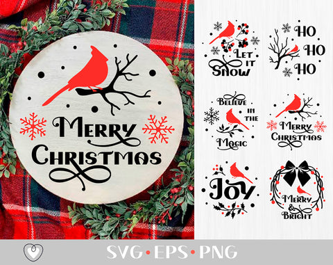 Christmas ornament svg Bundle, Cardinal svg, Circle ornament svg, Merry Christmas svg SVG Pretty Meerkat 