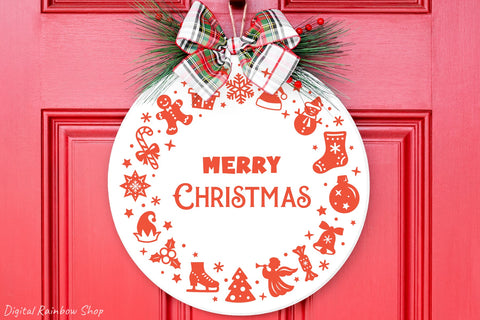 Christmas ornament svg bundle, Christmas round sign svg SVG Digital Rainbow Shop 