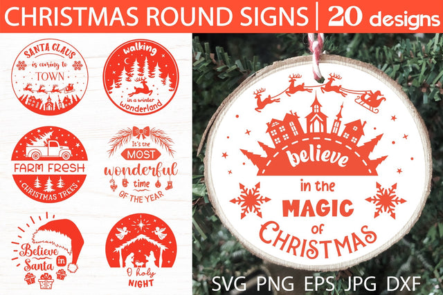 Christmas ornament svg bundle, Christmas round sign svg SVG Digital Rainbow Shop 