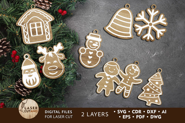 CHRISTMAS Ornament SVG Bundle Multilayer Laser Cut Files, Mandala, 3D Designs, Mini Design Bundles SVG LaserCutano 