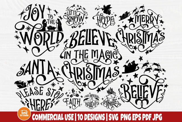 Christmas Ornament SVG Bundle - Round Ornament Svg - Christmas Cut File - Believe Svg - Christmas Scene Svg - Santa Svg - Winter Svg Files SVG TonisArtStudio 