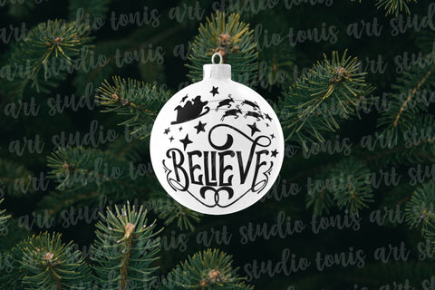 Christmas Ornament SVG Bundle - Round Ornament Svg - Christmas Cut File - Believe Svg - Christmas Scene Svg - Santa Svg - Winter Svg Files SVG TonisArtStudio 
