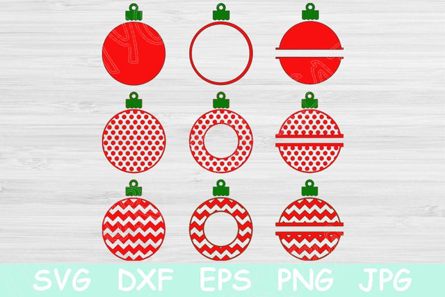 Christmas Ornament Svg, Christmas Svg Files. Split Chevron and Polka Dots Cutting Files for Cricut and Silhouette. Xmas Holiday Monogram Htv SVG TiffsCraftyCreations 