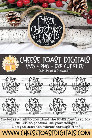 Christmas Ornament SVG | First Christmas As A Family of X | Includes Family Sizes 3-10 SVG Cheese Toast Digitals 