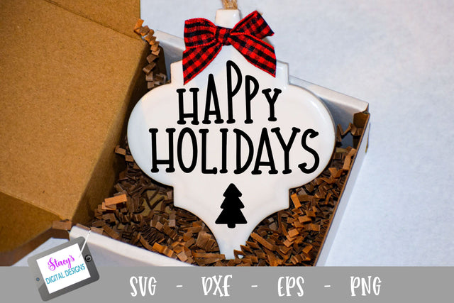 Christmas Ornament SVG - Happy Holidays SVG - Arabesque SVG Stacy's Digital Designs 